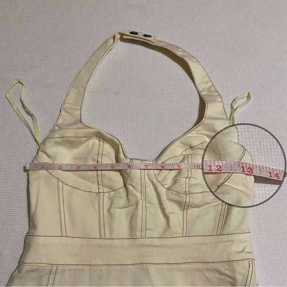 Urban Outfitters Jenny Denim Bustier Mini Dress Ivory Size Small - Picture 7 of 11